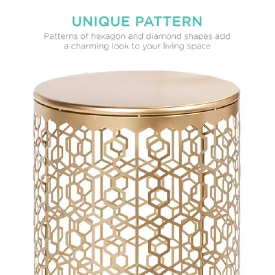 Best Choice Products Set of 2 Decorative Nesting Round Patterned Accent Side Coffee End Table Nightstands image {3}