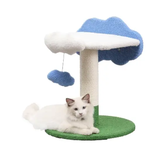 Sami Modern Jute Cloud Cat Tree with Scratching Post, and Fuzzy Toy image {9}
