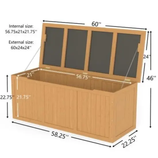 112-Gallon Outdoor Deck Box with Natural Wood Finish, All-Weather Patio Storage for Garden, Porches, or Poolside &ndash; The Pop Home image {3}