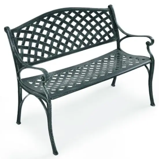 Tangkula Antique Garden Bench Park Yard seat Aluminum Frame Outdoor image {2}