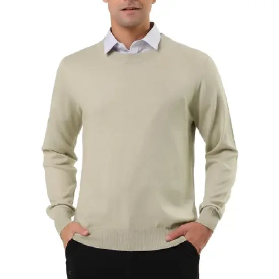 Lars Amadeus Men's Casual Round Neck Long Sleeves Solid Color Knitted Pullover Sweater image {6}