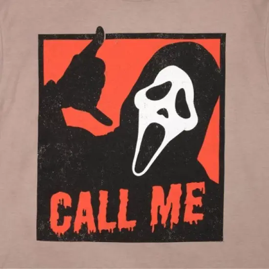 Men's Scream Call Me Long Sleeve Graphic T-Shirt - White - Halloween image {2}