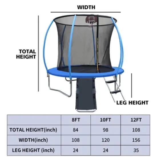 QingMoon 12FT Pumpkin-shaped Trampoline Comes With 18-inch mini Backboard And Slide A great Choice For Your Own Backyard Amusement Park image {1}