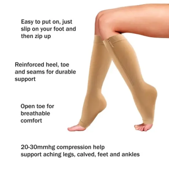 Zipper Compression Sock 20-30mmhg for Men and Women, X-Large image {2}