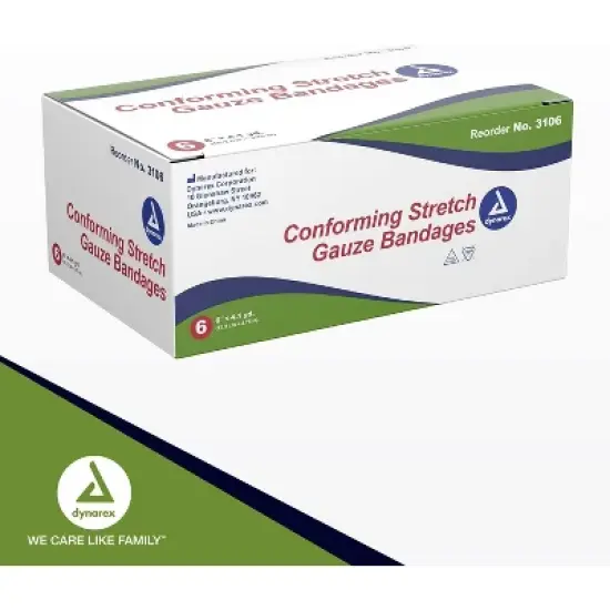 Dynarex Conform Stretch Gauze Bandage Rolls 6" x 4.1yd, 6 Count image {4}