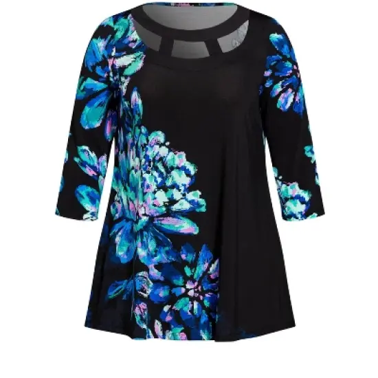 Women's Plus Size Harriet Placement Tunic - Blue | EVANS image {4}