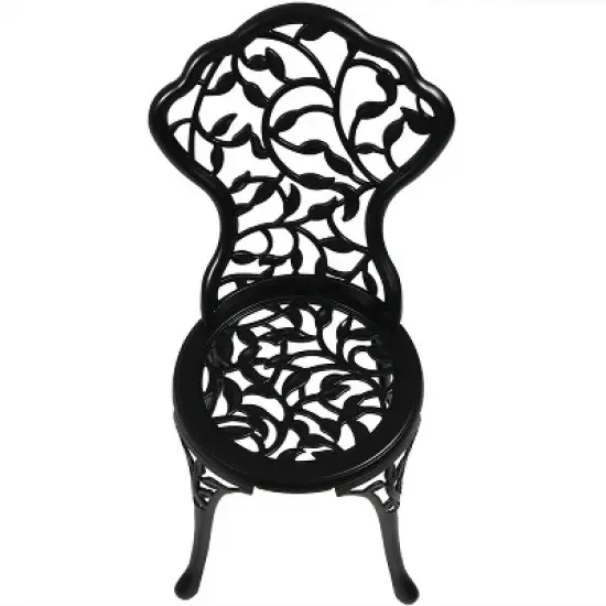 Sunnydaze Floral Design Cast Aluminum Outdoor Patio Bistro Set, Black, 3pc image {3}