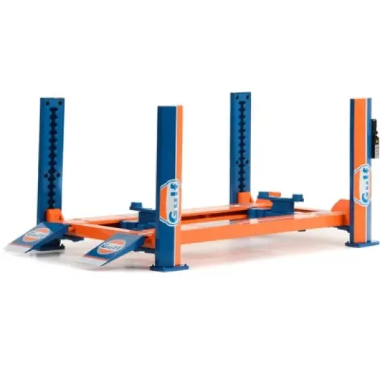 Adjustable Four Post Lift "Gulf Oil #2" Blue and Orange for 1/18 Scale Diecast Model Cars by Greenlight image {2}
