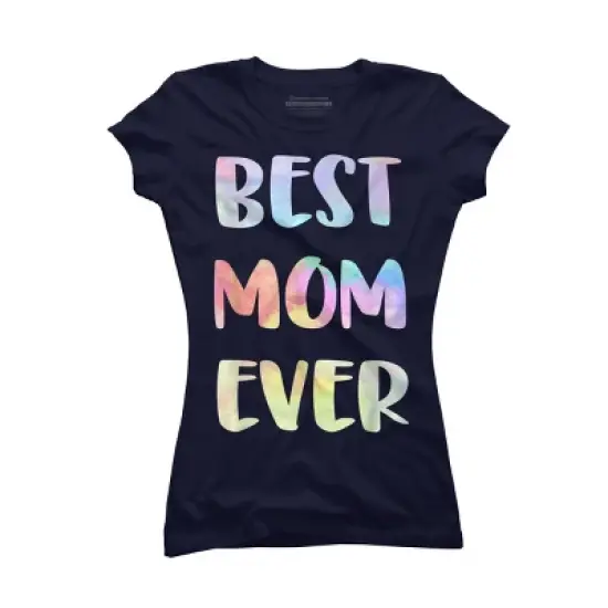 Junior's Design By Humans Best Mom Ever Rainbow Bubble Text By MiuMiuShop T-Shirt image {3}