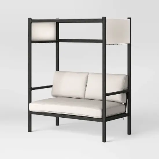 Ryegate 2pc 4' Mini Patio Daybed with Ottoman Weathered Teak - Threshold&trade; image {2}