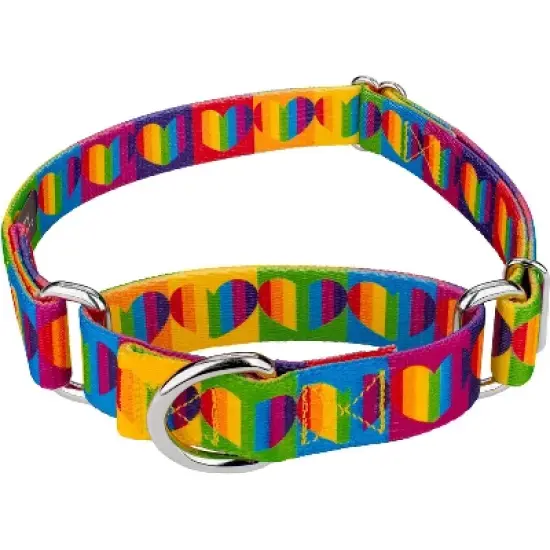 Country Brook Petz Rainbow Hearts Martingale Dog Collar image {4}