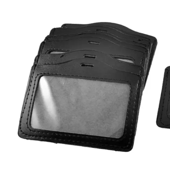 Unique Bargains Black Horizontal Name Badge ID Card Holders for Office Worker 10 Pcs image {5}