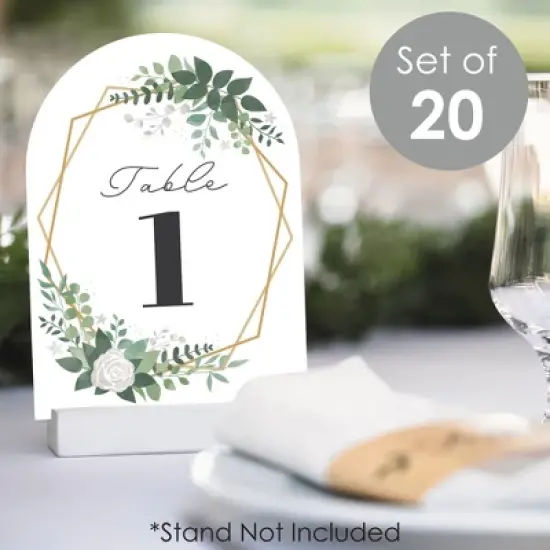 Big Dot of Happiness Boho Botanical Bride - Greenery Bridal Shower and Wedding Party Double-Sided 5 x 7 inches Cards - Table Numbers - 1-20 image {1}