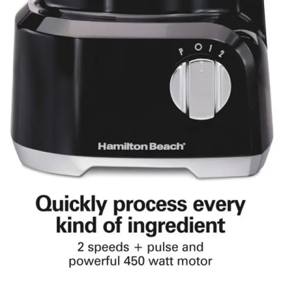 Hamilton Beach Bowl Scraper Food Processor Black - 70743: 450W, 2 Speeds, Dishwasher-Safe, 64oz Capacity, Chops, Full-Size image {4}