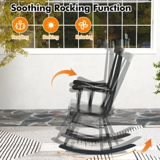 Tangkula Wooden Rocking Chair Single Rocker Indoor Garden Patio Yard Black image {3}