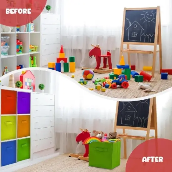 4E's Novelty 6 Packs 11 Inch Rainbow Color Storage Foldable Cube Bins, Colorful Storage Baskets image {5}