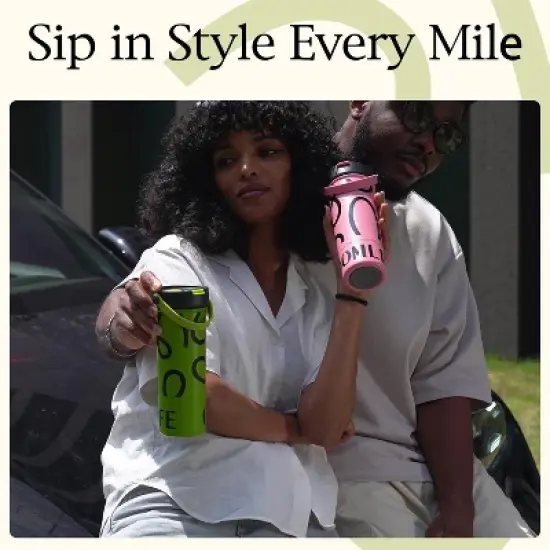 20 oz Spill Proof Tumbler with Top Handle, Straw & Tea Strainer - 6-Layer Insulated Cup-Green image {5}