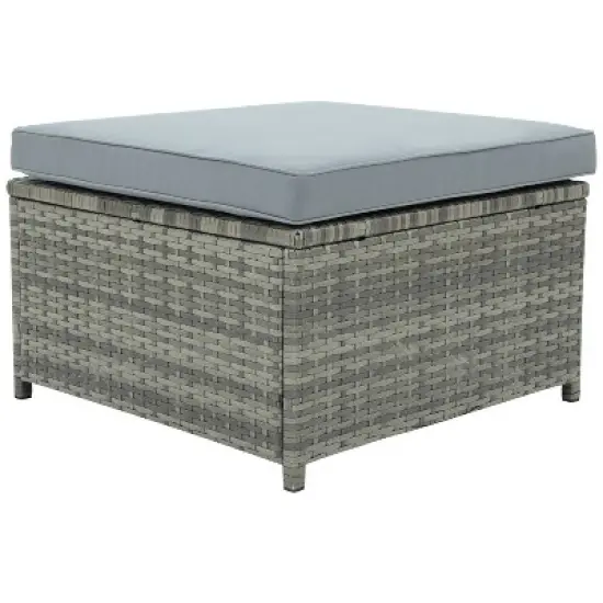 4pc Outdoor Wicker Conversation Sectional Set with Cushions - Gray - GODEER image {14}