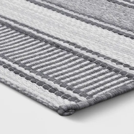 7'x10' Striped Rectangular Woven Outdoor Area Rug Charcoal Gray/Ivory - Threshold&trade; image {2}