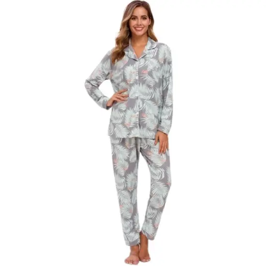 cheibear Womens Sleepwear Lounge Cute Print Nightwear with Pants Long Sleeve Pajama Set image {7}