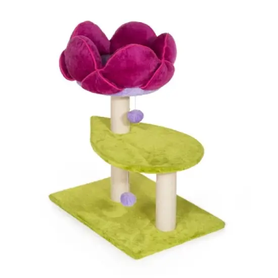 Prevue Pet Products Flower Power Cat Scratching Post, Green & Pink Fabric 7320 image {3}
