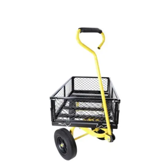 DSVIMOY Portable Folding Beach Wagons with Wheels, Portable Carts with Adjustable Handle, Yellow & Black, 37"*19.48"*40.15" image {3}