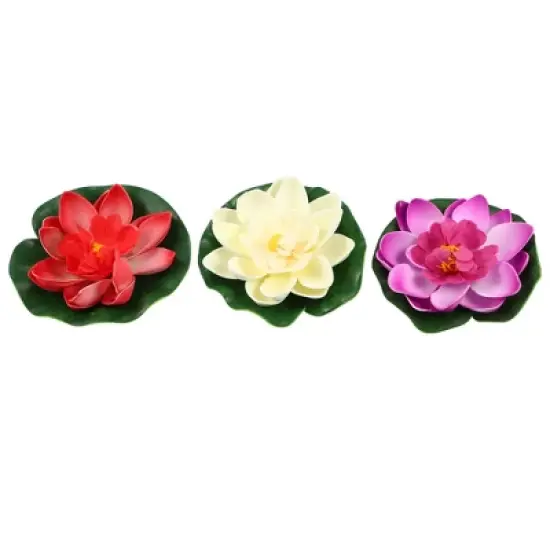 Unique Bargains Artificial Lotus Flowers for Garden Ponds Pool Decoration 3 Pcs image {6}