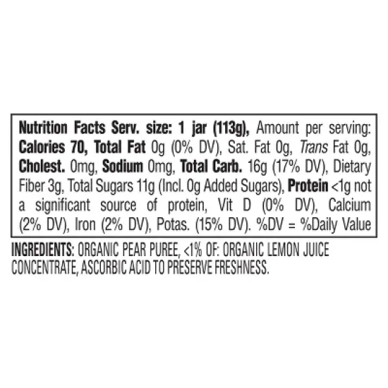 Happy Baby Organics Clearly Crafted Stage 1 Pears Jar - 4oz image {4}