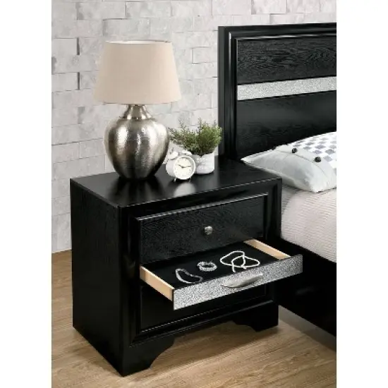 2pc Queen Whether by Bed with Nightstand Black - miBasics image {6}