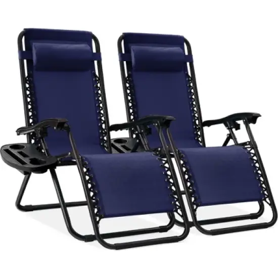 Best Choice Products Set of 2 Zero Gravity Lounge Chair Recliners for Patio, Pool w/ Cup Holder Tray image {17}
