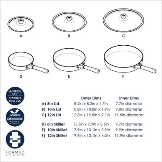 Nordic Ware Cardamom&trade; 6 Piece Nonstick Frying Pan Set with Lids image {8}