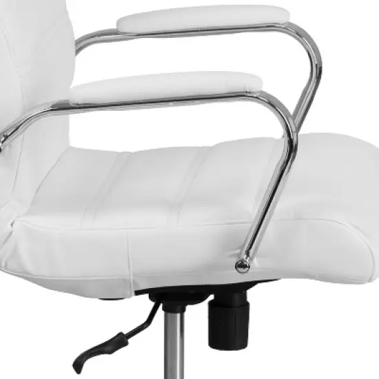 Flash Furniture High Back White LeatherSoft Executive Swivel Office Chair with Chrome Frame and Arms image {5}