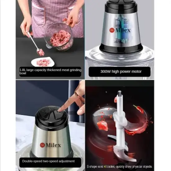 Milex Insta Chop Elite &ndash; 300W Turbo Food Processor with 4-Layer Stainless Steel Blades image {7}