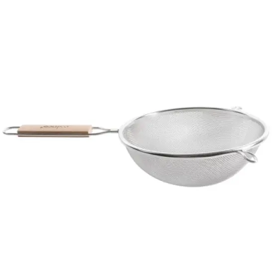 Winco Strainer with Single Fine Mesh and 6" Flat Wooden Handle, 8" Dia image {3}