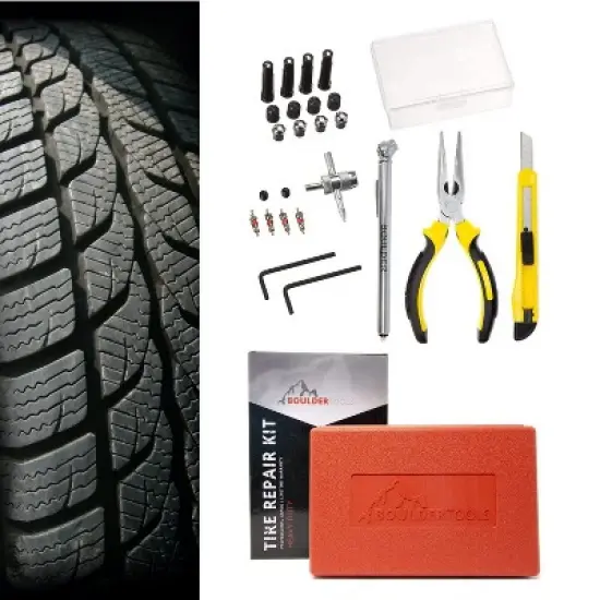 Boulder Tools Heavy Duty Tire Repair Kit - For Cars, Trucks, RVs, SUVs, ATVs, Motorcycles, Tractors & Trailers image {1}