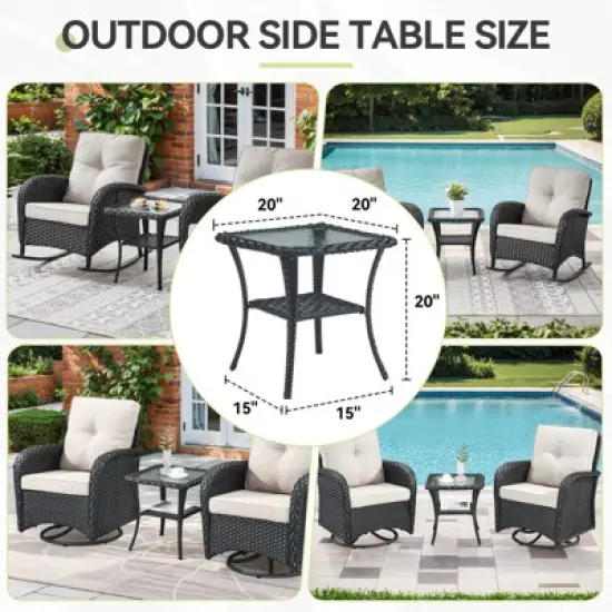 Gymojoy Patio Wicker Side Table with Storage Side Table image {1}