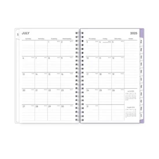 Blue Sky 5"x8" 2025-2026 Weekly/Monthly Wirebound Planner Printed Purple Block image {5}