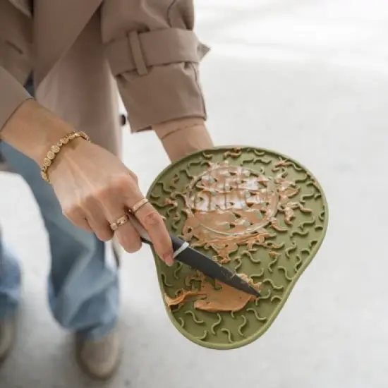 Dexypaws Enrichment Lick Mat: Avocado - Grooved Dog Feeding Pad image {2}