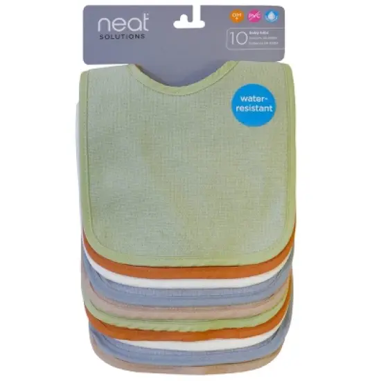 Neat Solutions Water-Resistant Lined Infant Bib Set - Neutral Soft - 10pk image {1}