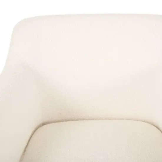 Alphonse Contemporary Boucle Fabric Arm Chair Ivory/Matte Black - Christopher Knight Home image {3}