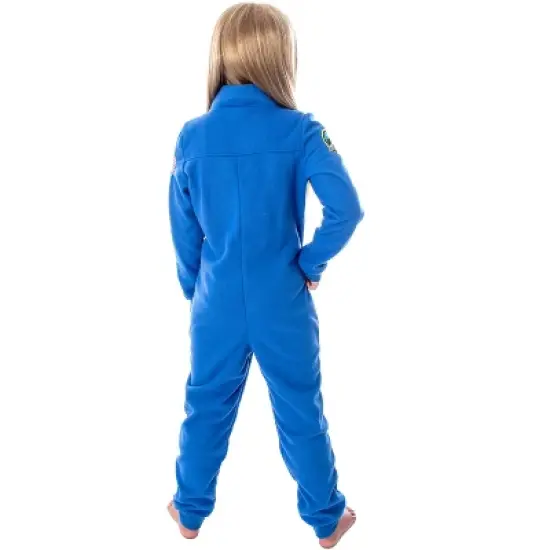 NASA Girls' Meatball Space Suit Astronaut Costume One Piece Pajama Union Suit Blue image {1}