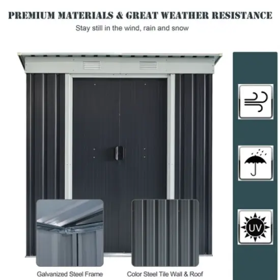 CAVINAS 6' x 4' Outdoor Storage Shed with Double Sliding Doors and 2 Air Vents for Backyard, Patio image {3}