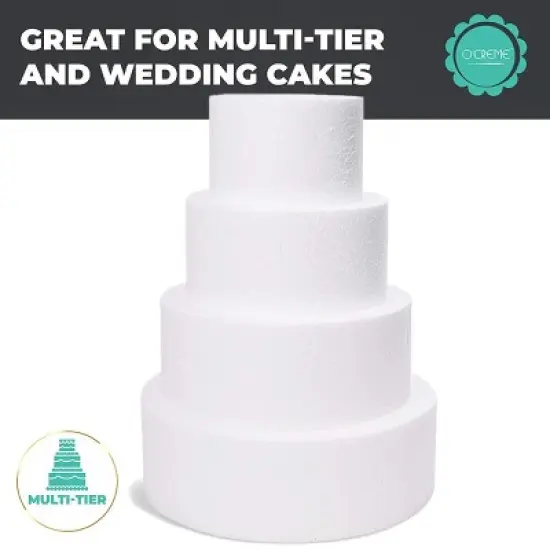 O'Creme Round Cake Dummy for Display Decorating, Styrene 3" High image {4}