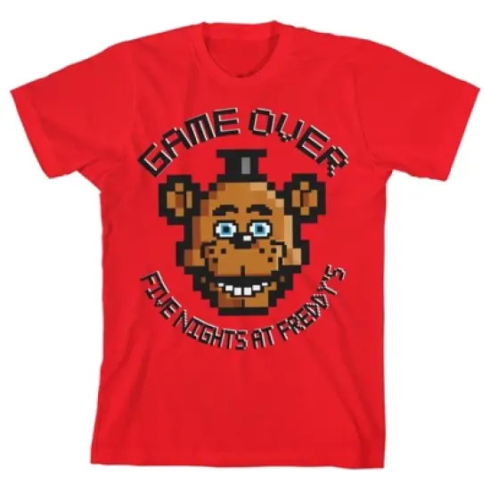 Five Nights at Freddy's Game Over Freddy Pixel Art Boy's Red T-shirt image {2}