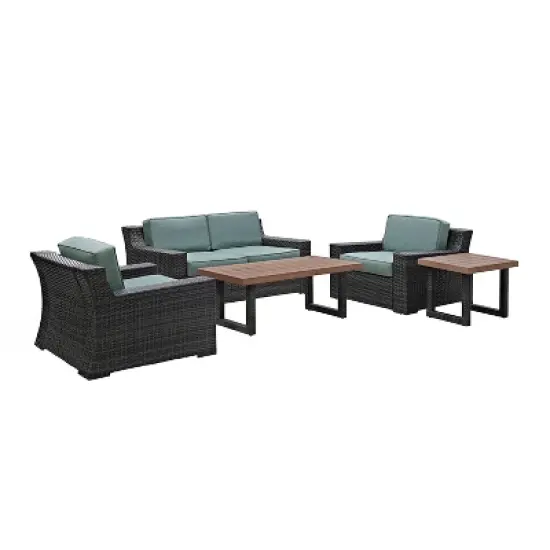 Beaufort 5pc Outdoor Wicker Conversation Set - Mist - Crosley image {2}