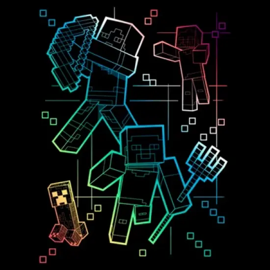 Boy's Minecraft Rainbow Characters Lines T-Shirt image {1}