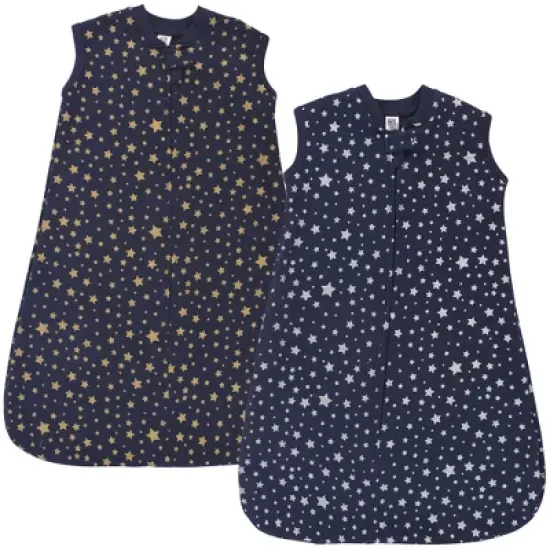 Hudson Baby Infant Premium Quilted Sleeveless Sleeping Bag and Wearable Blanket, Metallic Stars image {3}