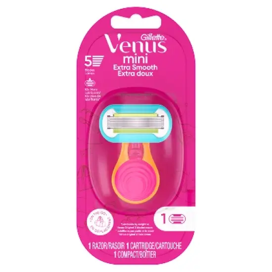 Venus Mini Extra Smooth On The Go Women's Razor + 1 Razor Blade Refill + 1 Travel Case - Trial Size image {1}