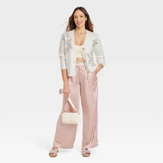 Women's Snowflake Graphic Cardigan - White image {2}