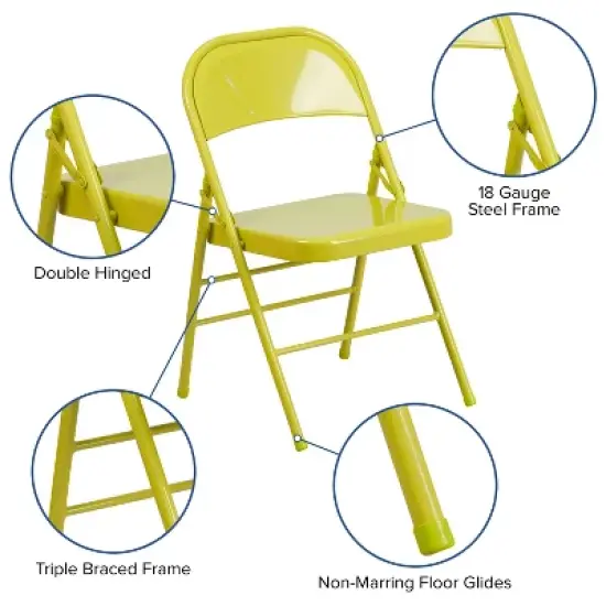 Flash Furniture 4 Pack HERCULES COLORBURST Series Triple Braced & Double Hinged Metal Folding Chair image {13}
